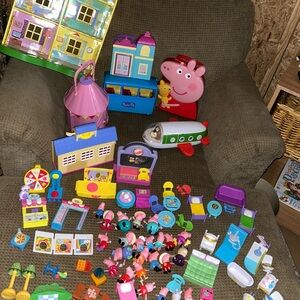 Peppa Pig Multiple Toy Playset Lot Circus School Airplane House Barbecue